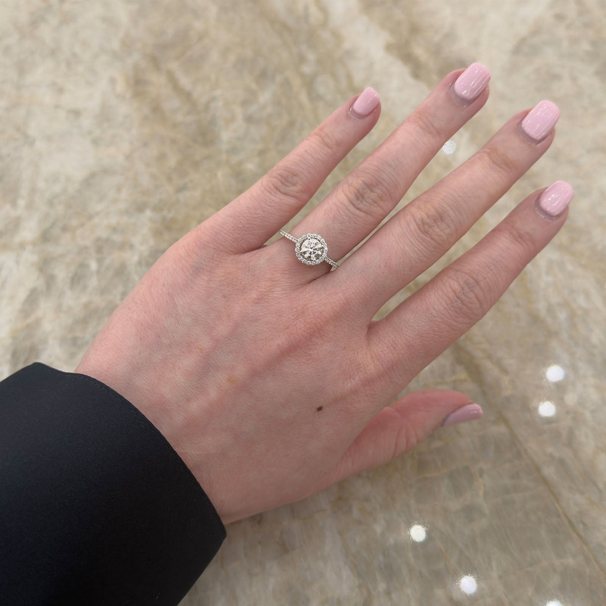 Memoire Round Brilliant Cut Diamond Engagement Ring