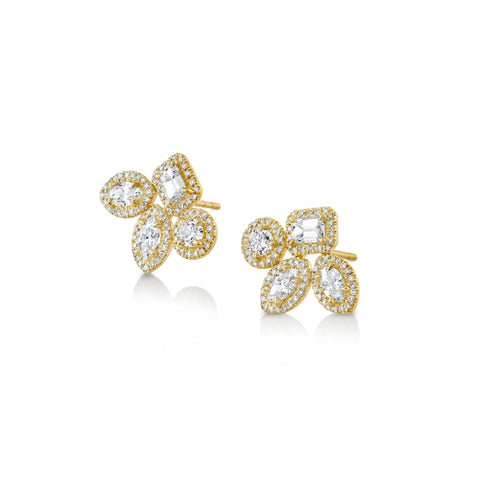 Michael M Montage Cluster Stud Halo Earrings-Michael M Montage Cluster Stud Halo Earrings - ER404