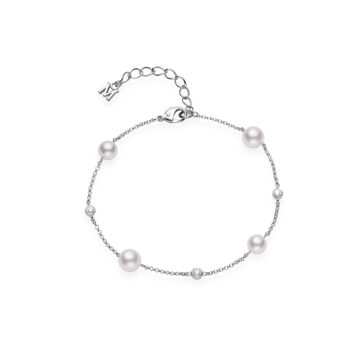 Mikimoto Akoya Cultured Pearl and Diamond Station Bracelet - MDQ10036ADXW