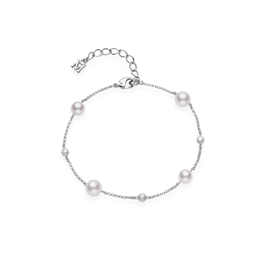 Mikimoto Akoya Cultured Pearl and Diamond Station Bracelet - MDQ10036ADXW