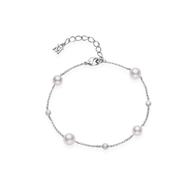Mikimoto Akoya Cultured Pearl and Diamond Station Bracelet-Mikimoto Akoya Cultured Pearl and Diamond Station Bracelet - MDQ10036ADXW