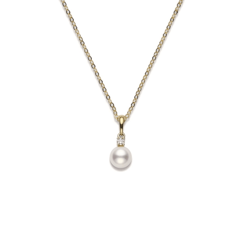 Mikimoto Akoya Cultured Single Pearl and Diamond Pendant-Mikimoto Akoya Cultured Single Pearl and Diamond Pendant PPS702DK