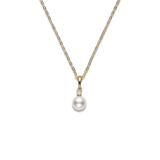 Mikimoto Akoya Cultured Single Pearl and Diamond Pendant-Mikimoto Akoya Cultured Single Pearl and Diamond Pendant PPS702DK