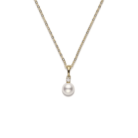 Mikimoto Akoya Cultured Single Pearl and Diamond Pendant-Mikimoto Akoya Cultured Single Pearl and Diamond Pendant PPS702DK