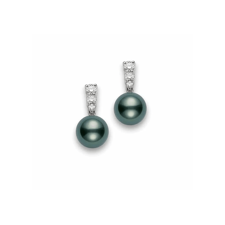 Mikimoto Black South Sea Pearl Diamond Earrings - PEA643BDW10