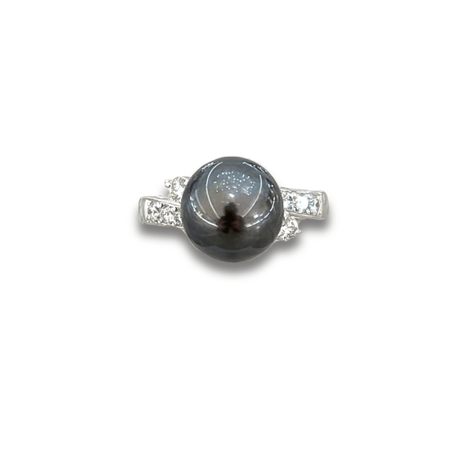Mikimoto Black South Sea Pearl Diamond Ring PRM1069BDP