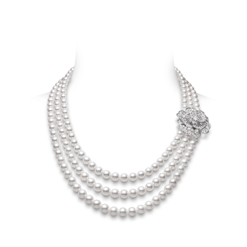 Mikimoto Blooming Delight Akoya Cultured Pearl Necklace with Detachable Diamond Brooch-Mikimoto Blooming Delight Akoya Cultured Pearl Necklace with Detachable Diamond Brooch - MNQ10100ADXW