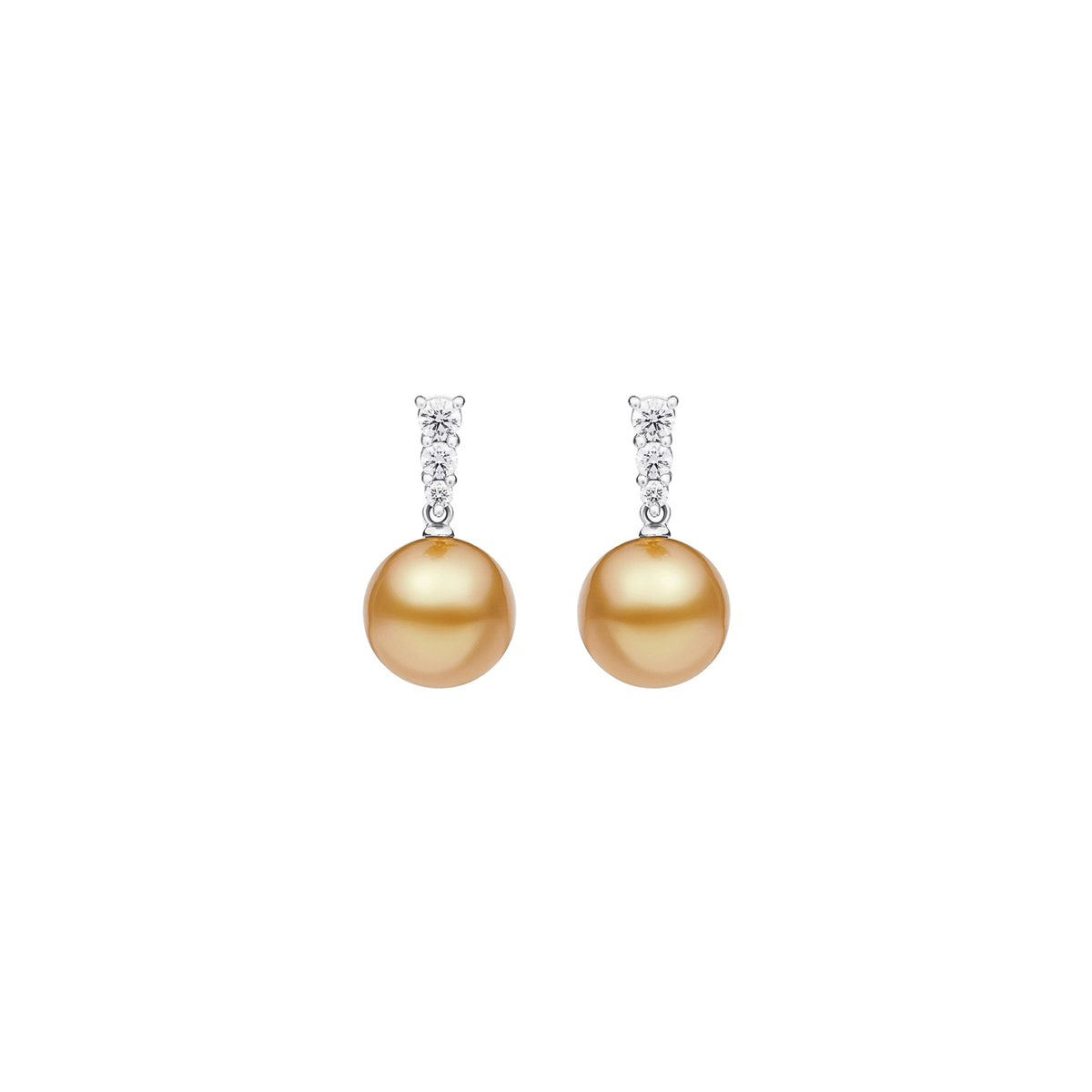 Mikimoto Golden South Sea Pearl Diamond Earrings - PEA643GDK10