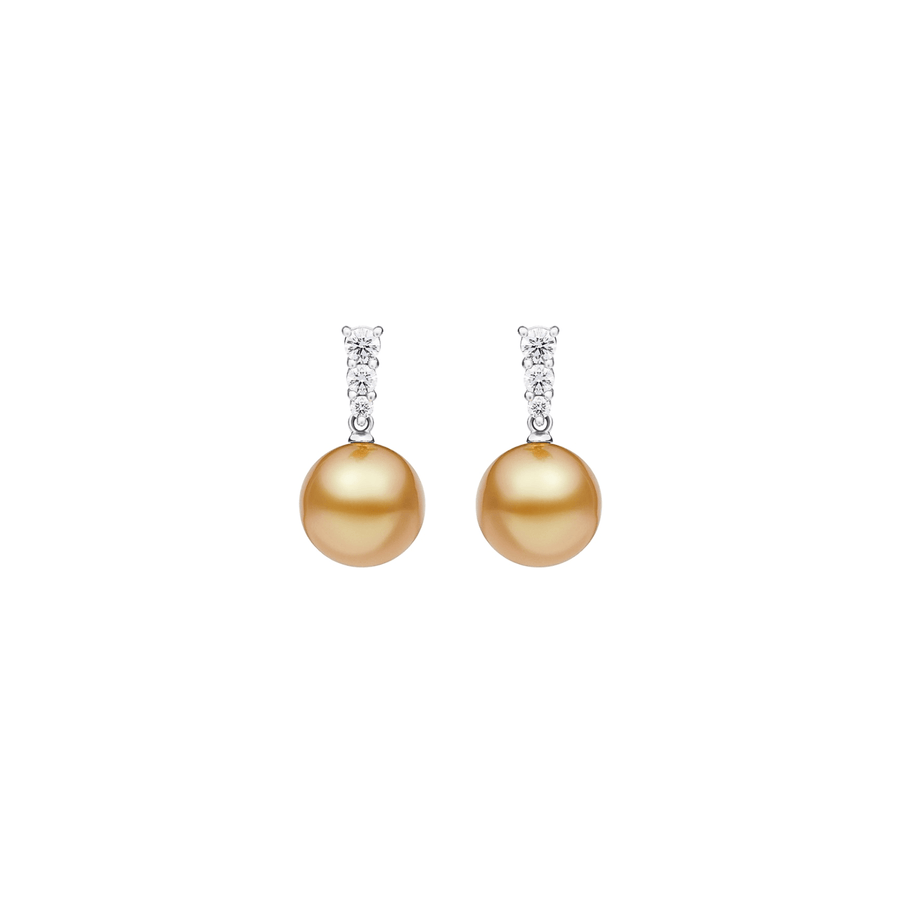 Mikimoto Golden South Sea Pearl Diamond Earrings - PEA643GDK10