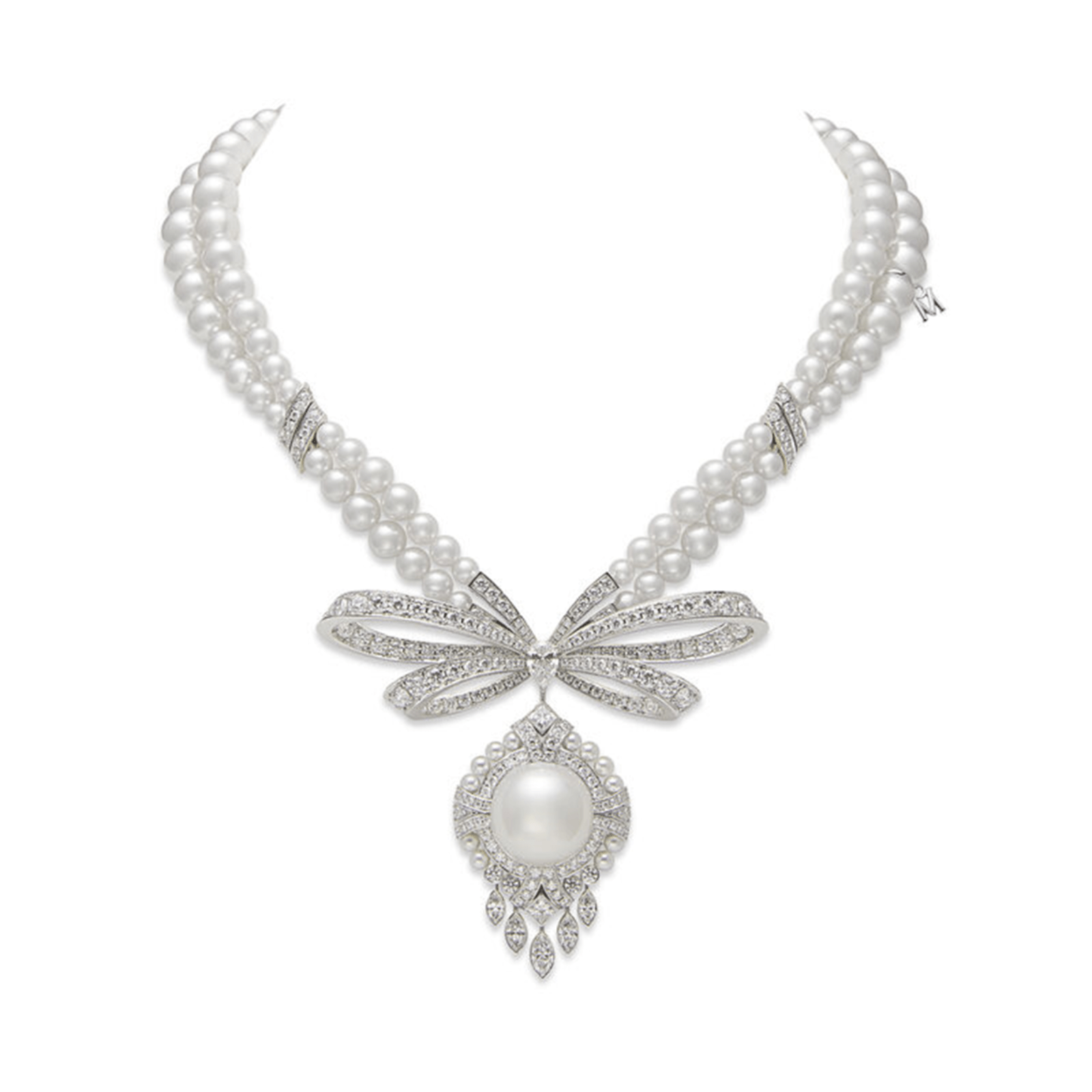 Mikimoto Jeux de Rubans Akoya Cultured Pearl & Diamond Double Row