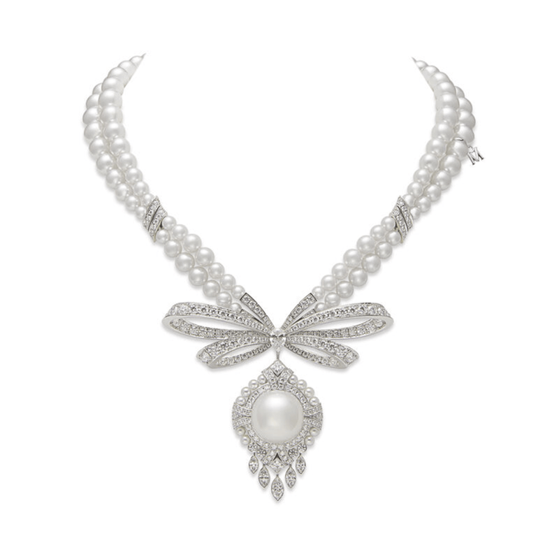 Mikimoto Jeux de Rubans Akoya Cultured Pearl & Diamond Double Row Necklace-Mikimoto Jeux de Rubans Akoya Cultured Pearl & Diamond Double Row Necklace - MNQ10111ZDXW