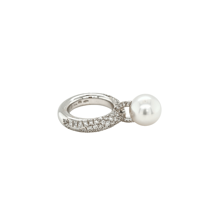 Mikimoto White South Sea Pearl Diamond Ring-Mikimoto White South Sea Pearl Diamond Ring - PRE550NDW2555