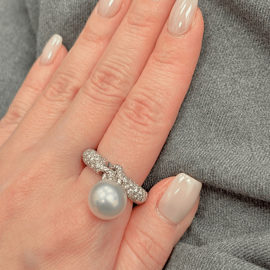 Mikimoto White South Sea Pearl Diamond Ring - PRE550NDW2555