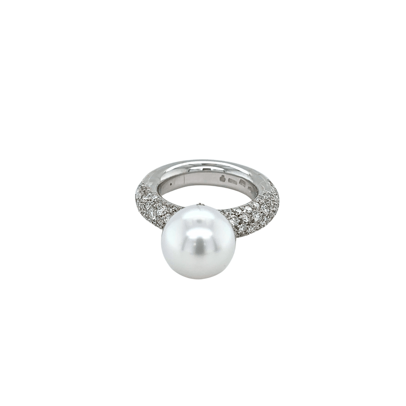 Mikimoto White South Sea Pearl Diamond Ring-Mikimoto White South Sea Pearl Diamond Ring - PRE550NDW2555