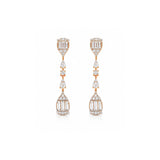 Mixed Cut Diamond Cluster Linear Drop Earrings-Mixed Cut Diamond Cluster Linear Drop Earrings - DERDI00729