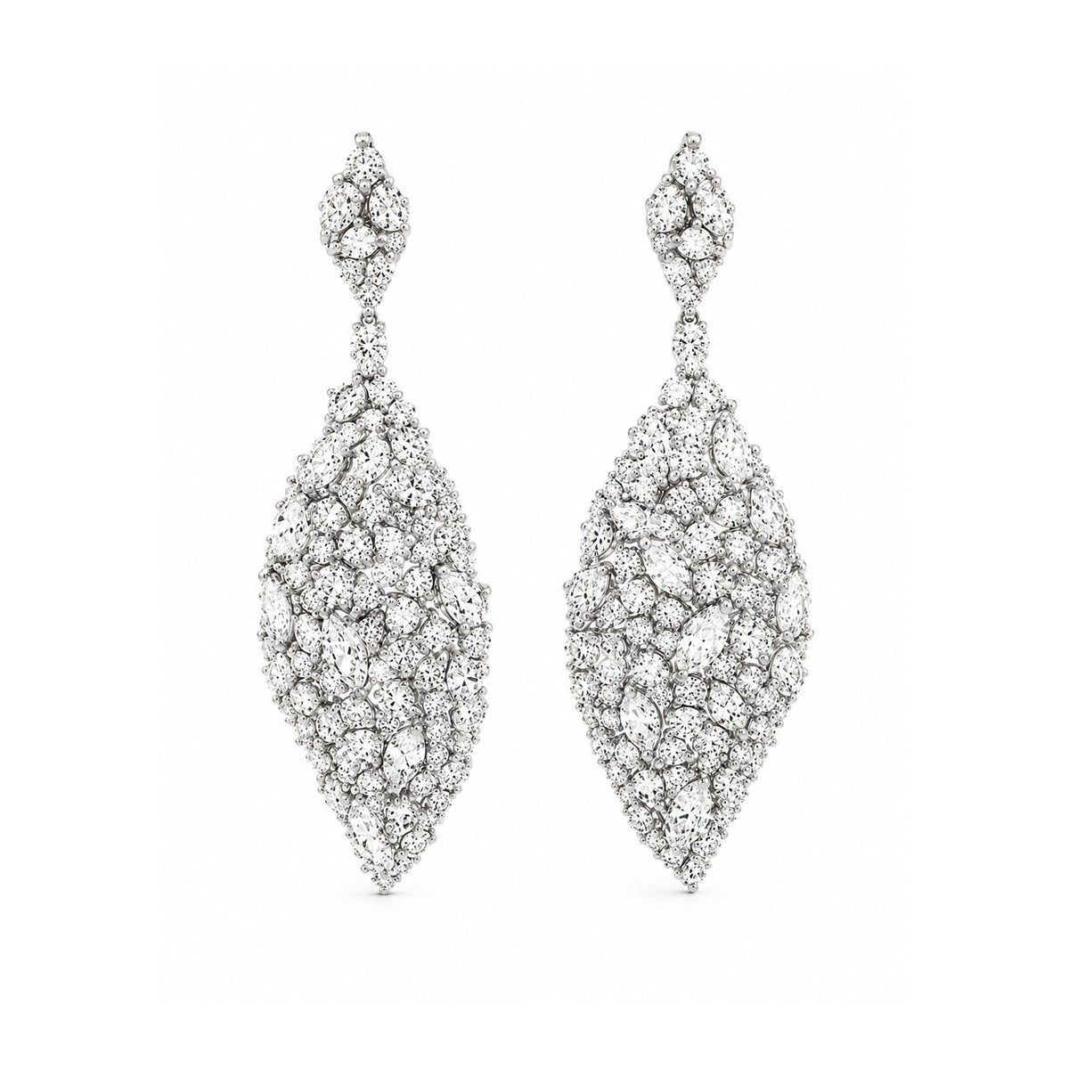 Mixed Marquise & Round Diamond Mosaic Drop Earrings