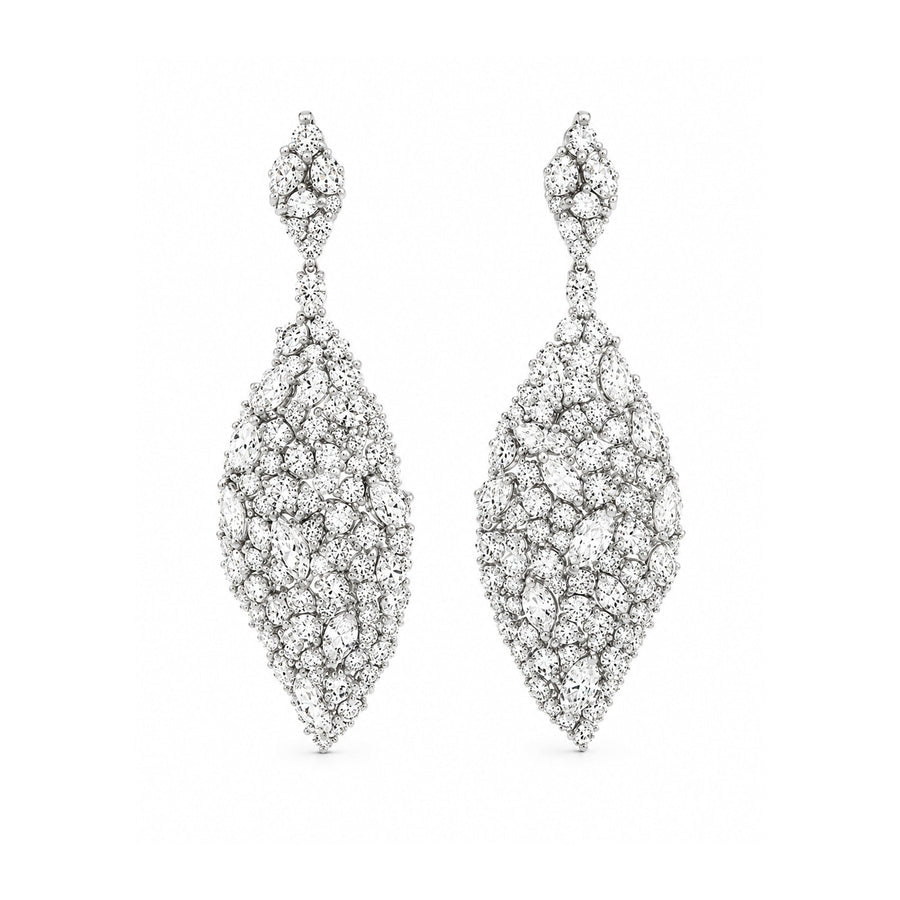 Mixed Marquise & Round Diamond Mosaic Drop Earrings