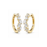 Mixed Shape Diamond Huggies Earrings-Mixed Shape Diamond Huggies Earrings