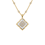 Mother-of-Pearl Diamond Clover Pendant Necklace-Mother-of-Pearl Diamond Clover Pendant Necklace - ONDMS00055