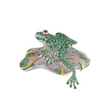 Multi Colored Stones and Diamonds Frog on Lily Pad Brooch-Multi Colored Stones and Diamonds Frog on Lily Pad Brooch - OINEL00055