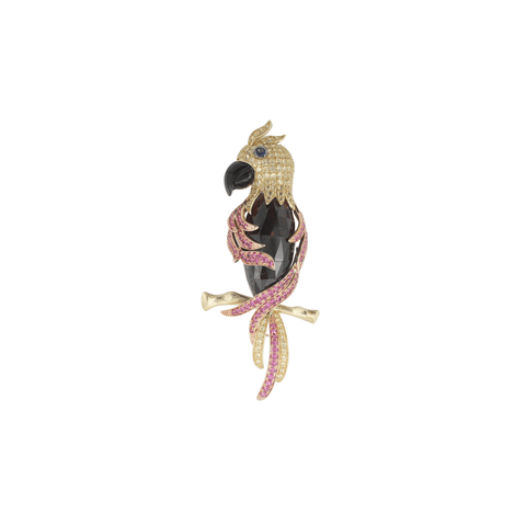 Multi Colored Stones Parrot Brooch-Multi Colored Stones Parrot Brooch - OINEL00064