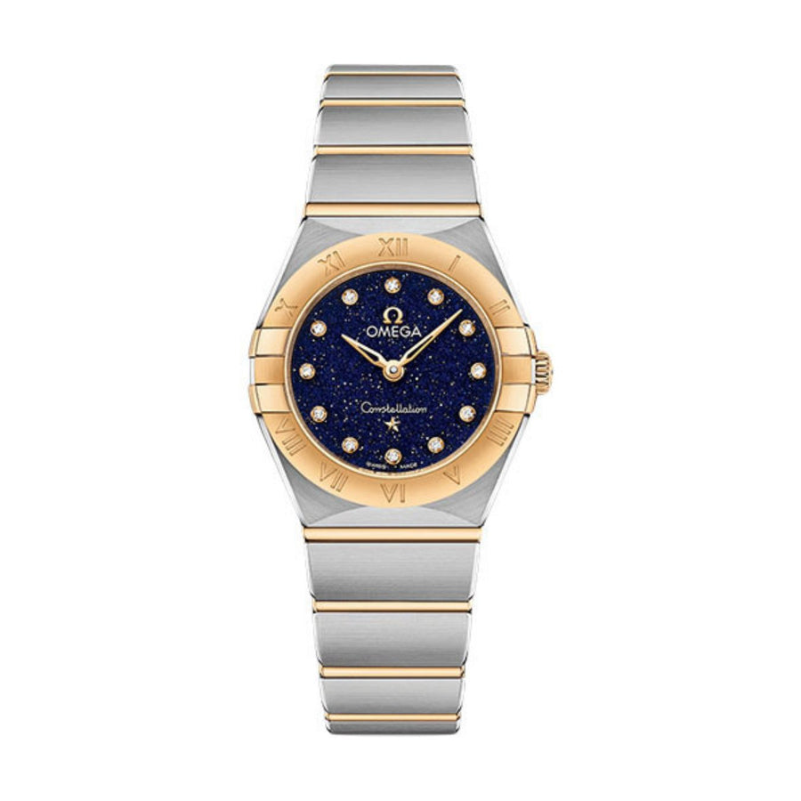 Omega Constellation 25mm - 131.20.25.60.53.001 - Omega Constellation in a 25mm stainless steel/yellow gold case with blue aventurine glass dial on stainless steel/yellow gold bracelet, featuring diamond markers and quartz movement.