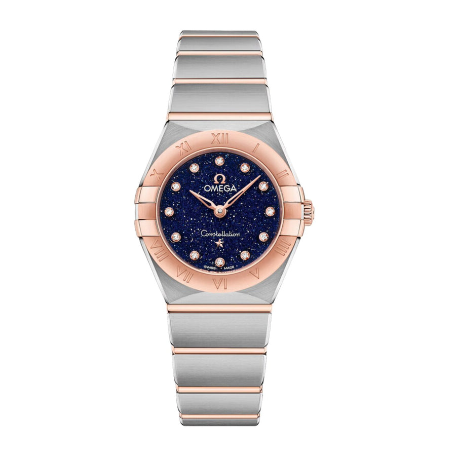 Omega Constellation 25mm - 131.20.25.60.53.002 - Omega Constellation in a 25mm stainless steel/Sedna gold case with blue aventurine glass dial on stainless steel/Sedna gold bracelet, featuring diamonds markers and a quartz movement.