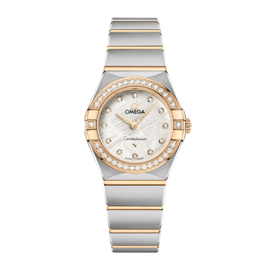 Omega Constellation 25mm - 131.25.25.60.99.002 - Omega Constellation Meteorite Quartz in a 25mm stainless steel/yellow gold diamond bezel case with meteorite dial on stainless steel/yellow gold bracelet, featuring diamond markers and quartz movement.