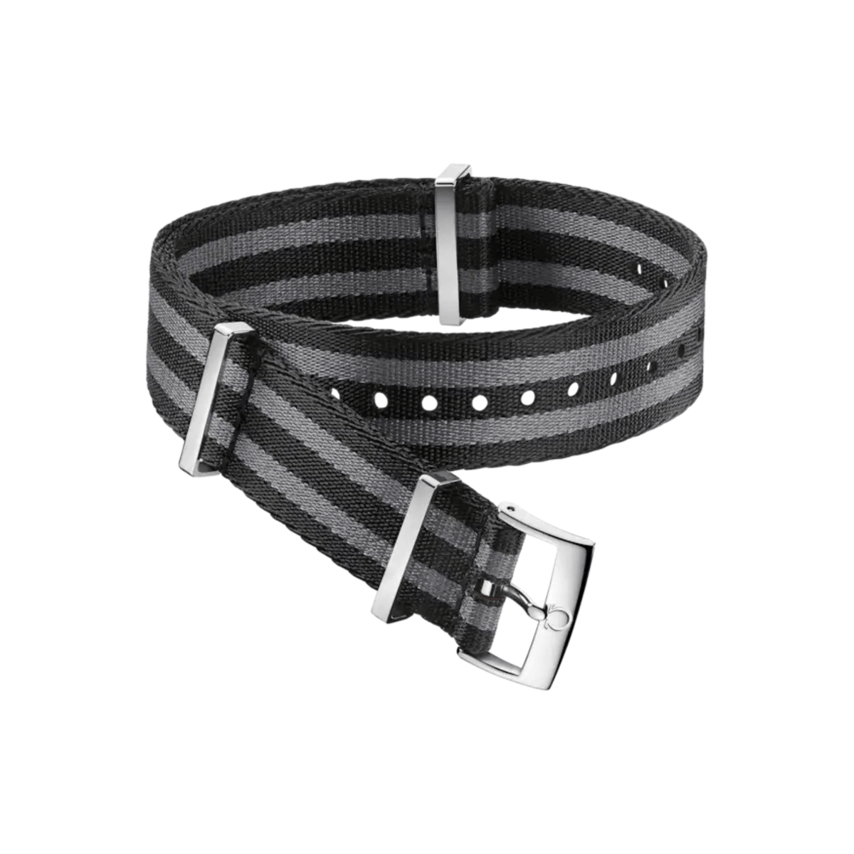 Omega Nato Strap Polyamide 5 Stripe Black Grey with Buckle - 031ZSZ002045