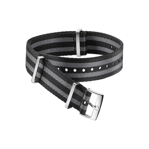 Omega Nato Strap Polyamide 5 Stripe Black Grey with Buckle-Omega Nato Strap Polyamide 5 Stripe Black Grey with Buckle - 031ZSZ002045