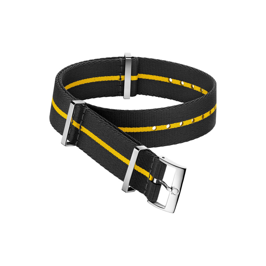 Omega Nato Strap Polyamide Black Strap with Yellow Stripe with Buckle - 031CWZ014680