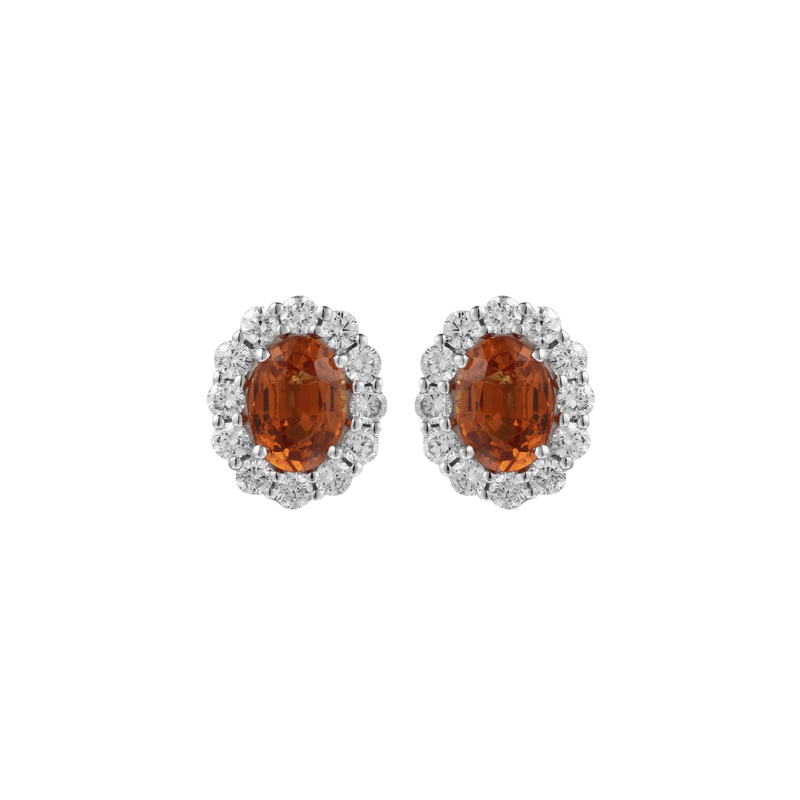 Orange Sapphire Diamond Earrings-Orange Sapphire Diamond Earrings - SERTJ00082