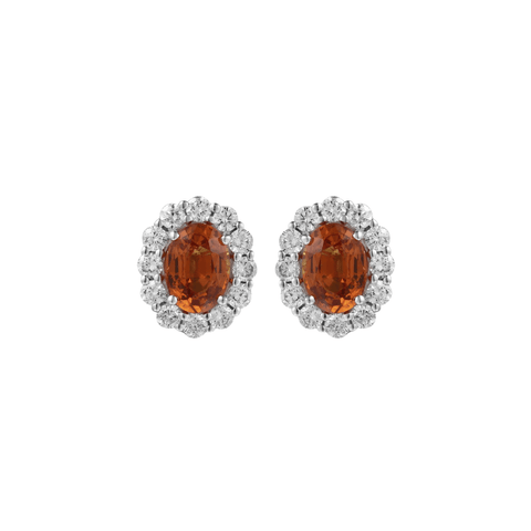 Orange Sapphire Diamond Earrings-Orange Sapphire Diamond Earrings - SERTJ00082