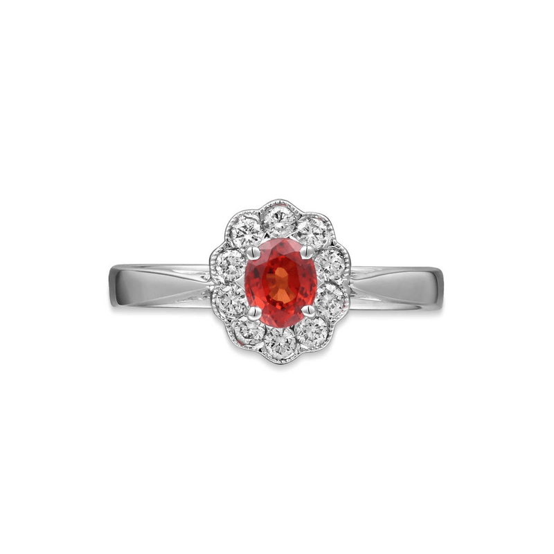 Orange Sapphire Diamond Ring-Orange Sapphire Diamond Ring - SRRTJ00055