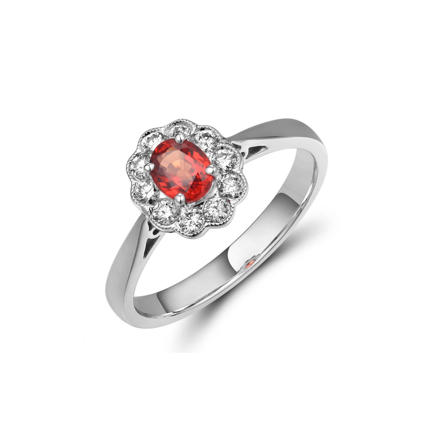 Orange Sapphire Diamond Ring - SRRTJ00055