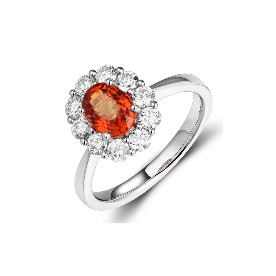 Orange Sapphire Diamond Ring - SRRTJ00064