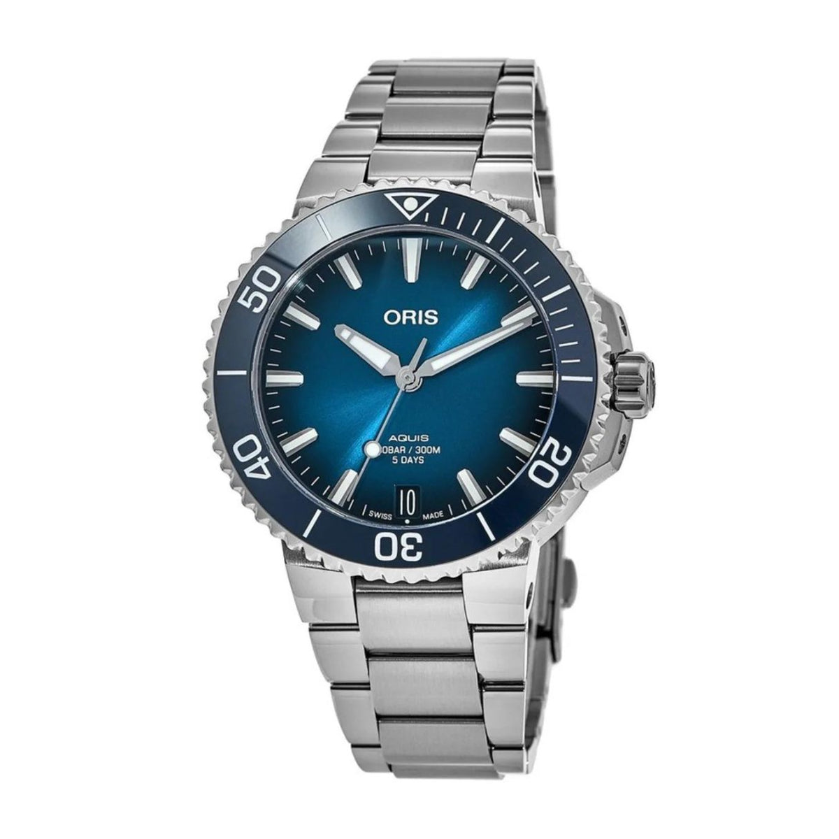 Oris Aquis Date Calibre 400 - 01 400 7790 4135-07 8 23 02PEB - Oris Aquis Date Calibre 400 in a 43mm stainless steel case, blue dial. Water resistance of 30 bar. Automatic movement, power reserve of 120 hours. Stainless steel bracelet.
