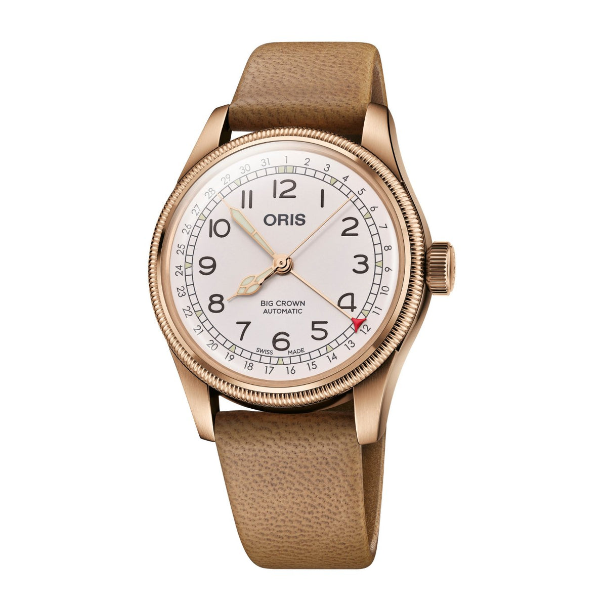Oris Big Crown Pointer Date Bronze Father Time Limited Edition - 01 754 7741 3161-Set - Oris Big Crown Pointer Date Bronze Father Time Limited Edition in a 40mm bronze case, white dial. Automatic movement, power reserve of 38 hours. Water resistance of 5 bar. Inter-exchangeable bronze bracelet.&nbsp;