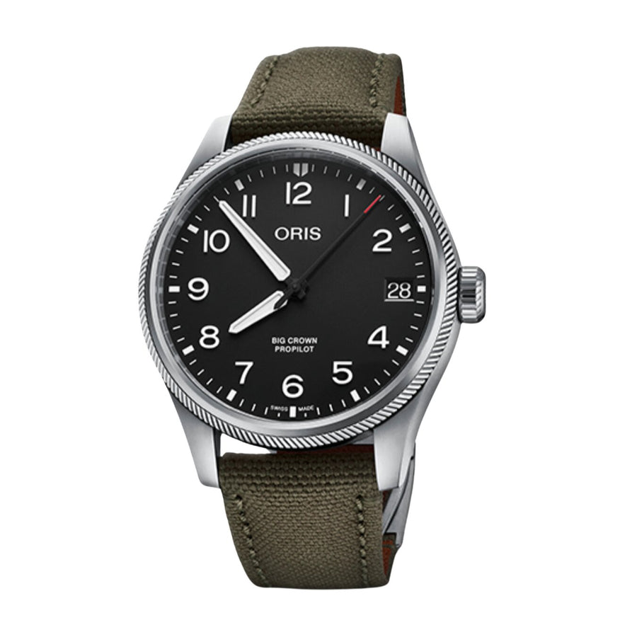 Oris Big Crown ProPilot Big Date - 01 751 7761 4164-07 3 20 03LC - Oris Big Crown ProPilot Big Date in a 41mm stainless steel case, black dial. Date display. Automatic movement, power reserve of 38 hours. Water resistance of 10 bar. Textile strap