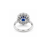Oval Brilliant Cut Blue Sapphire and Diamond Halo Ring-Oval Brilliant Cut Blue Sapphire and Diamond Halo Ring