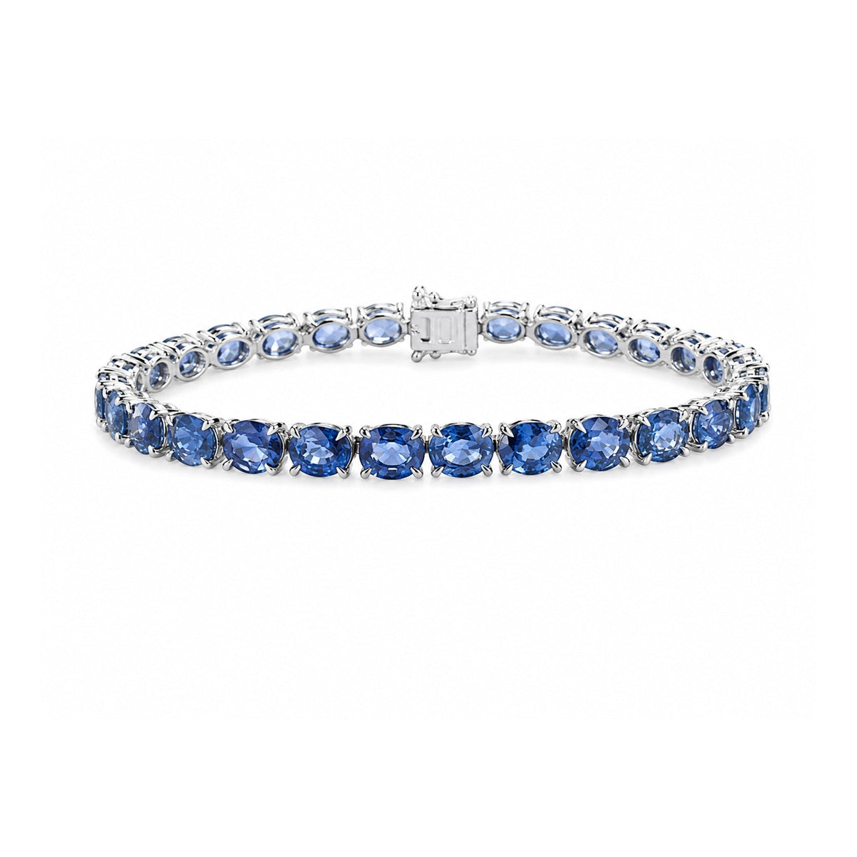 Oval Brilliant Cut Blue Sapphire Tennis Bracelet