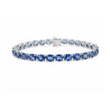 Oval Brilliant Cut Blue Sapphire Tennis Bracelet-Oval Brilliant Cut Blue Sapphire Tennis Bracelet