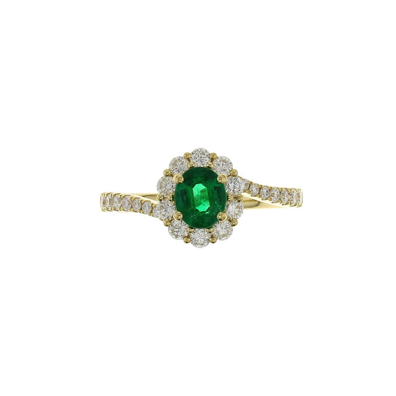 Oval Brilliant Cut Emerald Diamond Halo Bypass Shank Ring-Oval Brilliant Cut Emerald Diamond Halo Bypass Shank Ring - ERRTJ00109