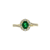 Oval Brilliant Cut Emerald Diamond Halo Bypass Shank Ring-Oval Brilliant Cut Emerald Diamond Halo Bypass Shank Ring - ERRTJ00109