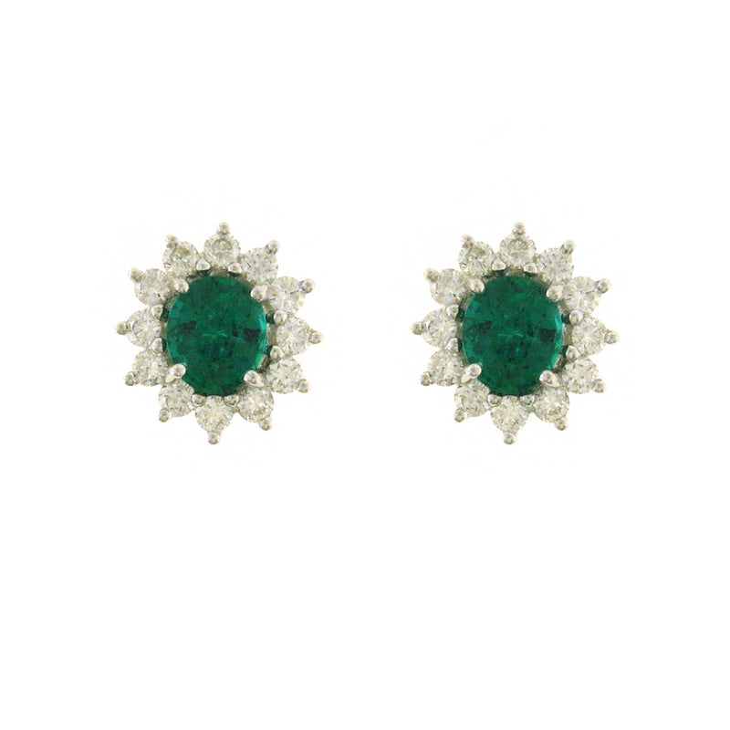 Oval Brilliant Cut Emerald Diamond Halo Stud Earrings-Oval Brilliant Cut Emerald Diamond Halo Stud Earrings - EERTJ00091