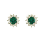 Oval Brilliant Cut Emerald Diamond Halo Stud Earrings-Oval Brilliant Cut Emerald Diamond Halo Stud Earrings - EERTJ00091