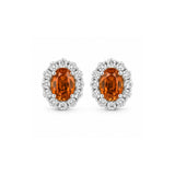 Oval Brilliant Cut Orange Sapphire Diamond Halo Earrings-Oval Brilliant Cut Orange Sapphire Diamond Halo Earrings