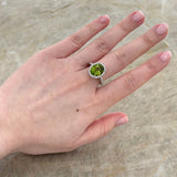 Oval Brilliant Cut Peridot Diamond Halo Ring-Oval Brilliant Cut Peridot Diamond Halo Ring - ORJST00082