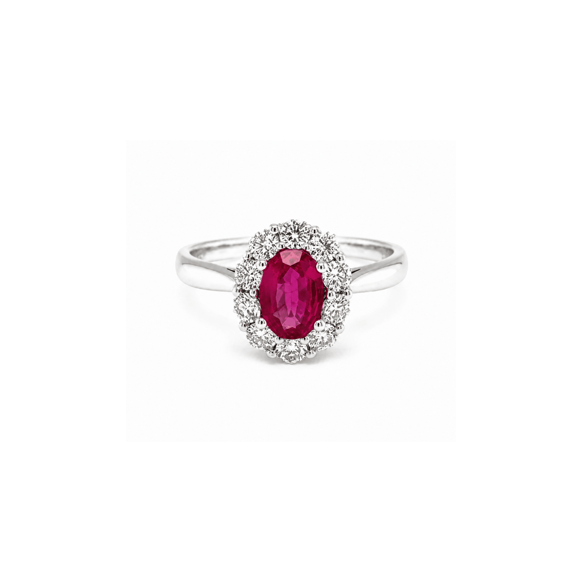 Oval Brilliant Cut Ruby Diamond Halo Ring