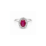 Oval Brilliant Cut Ruby Diamond Halo Ring-Oval Brilliant Cut Ruby Diamond Halo Ring